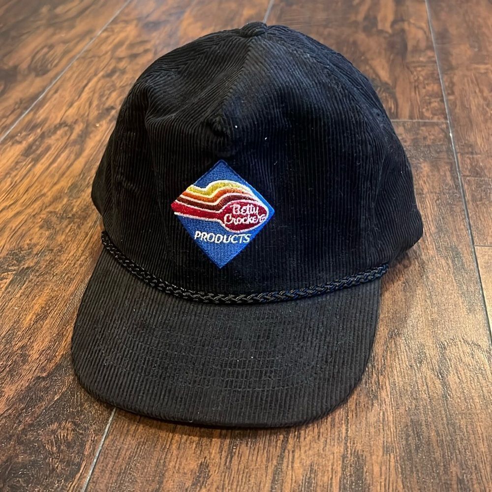 vtg Betty Crocker products Corduroy kc hat in like new condition black